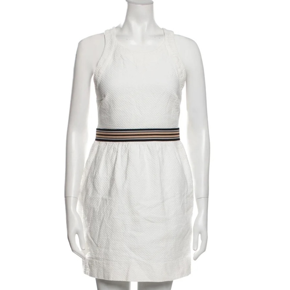 SANDRO Square Neckline Mini Dress in White Size 3 or Large